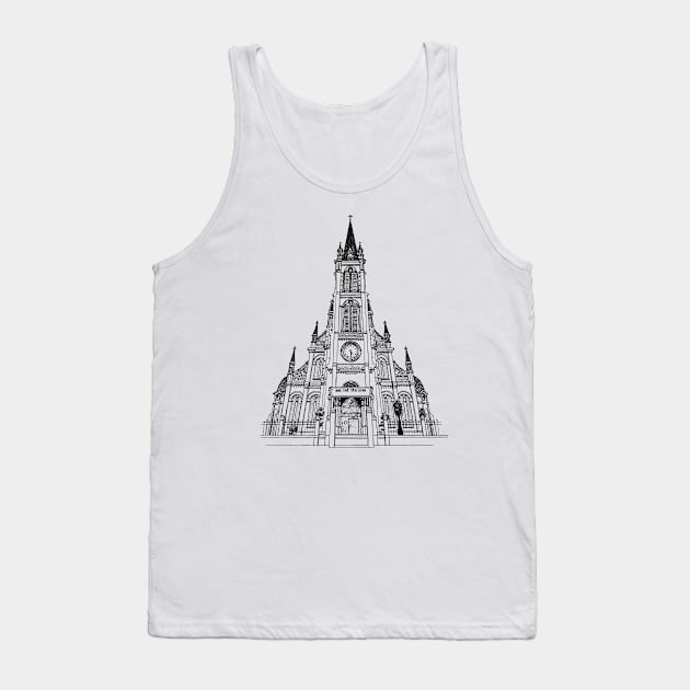 Pink Church Saigon Vietnam Tank Top by bens black line art